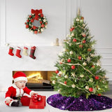 MODFUNS Purple Christmas Tree Skirt 36 Inch Sequin Xmas Tree Skirt Halloween Christmas Tree Skirt Sequins Tree Carpet Halloween Ornament Xmas Tree Skirt Mat Glitter Tree Skirts for Party
