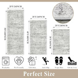 Washable Non-Slip 3 Piece Kitchen Rugs Set – Modern Boho Low-Pile Area Rugs and Runner for Entryway Bathroom Hallway – Decorative Small Indoor Rugs (Grey Ivory, 2x3+2x4+2x5)