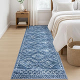 Washable Runner Rug 3x8 ft Runners for Hallway, Stonewashed Blue