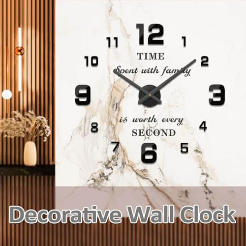 Mintime Modern Frameless DIY Wall Clock Large 3D Wall Watch Mirror Numbers for Home Office Decorations