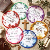 Gejoy 24 Pcs Christian Church Foldable Fan Style Christian Scripture Flower Handheld Round Folding Flying Disc for Women Man Daily Use Festival Wedding Party Favors Decorations Portable, 8 Style