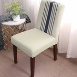 Savannan Chair Covers Set of 4, Modern Navy Blue White Stripe Removable Stretchable Parsons Chair Slipcovers Protector for Kitchen Dining Room Retro Linen Texture