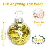 12Pcs 60mm Clear Plastic Christmas Ball Ornaments 2.36'' Round Clear Plastic Fillable Bulb DIY Craft Ornaments Shatterproof Xmas Tree Hanging Balls for Holiday, Wedding, Birthday, Christmas Wreath