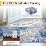 RELEANY Washable Area Rugs 5'x7' Non-Slip Modern Abstract Soft for Living Room Entryway Bedroom Kitchen, Print Pattern, Blue Grey Navy Gray