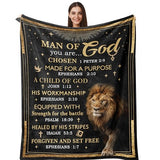 Christian Gifts for Men, Christian Blanket 60"X50", Catholic Gifts, Religious Gifts for Men, Man of God Gift, Baptism Gift, Bible Inspirational Spiritual Gifts for Son Dad Husband