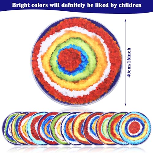 Carpet Circles Kids Rug 16Inch Rainbow Crazy Carpet Circle Seats Preschool Classroom Accessories 12pcs Round Flexible Seats Group Activity Spots Marker for Classroom Kindergarden Playroom