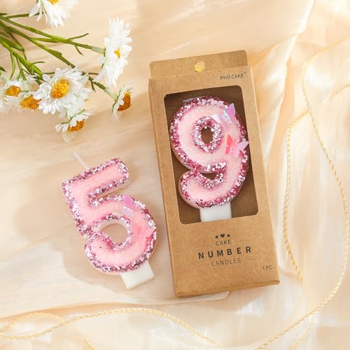 PHD CAKE Number 1 Pink Butterfly Birthday Candles, Butterfly Themed Number Candles, Cake Number Candles, Party Celebration