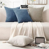 Jepeak 24x24 Inch Decorative Chenille Throw Pillow Covers, Pack of 2 Cozy Concise Pillow Cases Soft Farmhouse Modern Square Cushion Covers for Sofa Couch Bed Living Room Home Decor, Steelblue