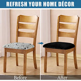 Smiry Velvet Seat Covers for Dining Room Chair Set of 4, Stretch Fit Removable Washable Chair Seat Cushion Protector Slipcovers with Ties, Black