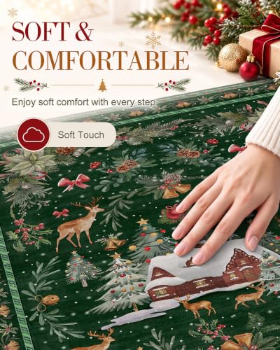 OLANLY 2'6"x12' Christmas Runner Rug, Non Slip Carpet for Hallway Kitchen