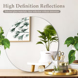 20'' Glass Round Mirror for Wall Decor, Wall Mounted Circle Mirror with Adhesive Tapes for Bathroom, Living Room, Vanity, Bedroom, Entryway, Over Sink, Hallway, Home Decor