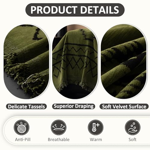 VClife Bohemian Green Couch Cover for Dog, Non Slip Sectional Sofa Covers Furniture Protector Washable Tribal Pattern Couch Covers for 3 Cushion Couch Sofa, Soft Pet Sofa Slip Cover, Green, 71"X150"