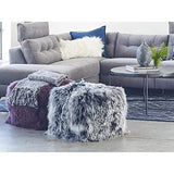 Moe's Home Collection Lamb Fur Pouf, Black Snow