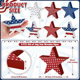 6 PCS 4th of July Wooden Signs, Red White Blue Star Patriotic Table Decor | Stable Base for Steady Standing, 4th of July Decorations, Table Shelf Tray Decor, 250th Anniversary, Memorial Day Display