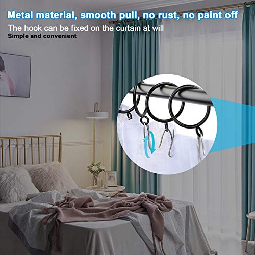 24 piece 2” Black Eyelet Curtain Rings with 30 PCS Drapery Pins for Window Treatment Hardware, Black Drapery Rings fit up to 1.8” Curtains Rod