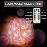 suddus Cherry Blossom Lights, 12.8 ft 40 LED Flower String Lights Battery Operated with Remote, Pink Fairy Light for Bedroom, Holiday, Party, Indoor,Christmas