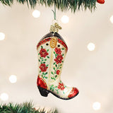 Old World Christmas Cowgirl Boot Glass Blown Ornament for Christmas Tree, Handcrafted Holiday Decoration, Western Collection