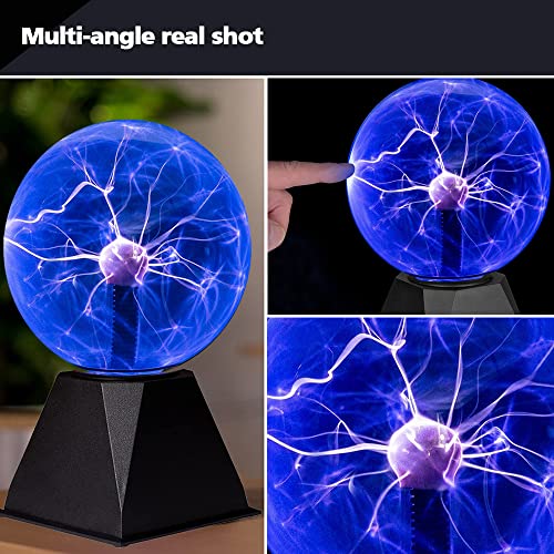 7 Inch Blue Plasma Ball, Plasma Lamp/Light, Plasma Electric Nebula Lightening Ball, Touch & Sound Sensitive, for Parties, Home, Decorations, Gift for Holiday and Birthday, Novelty