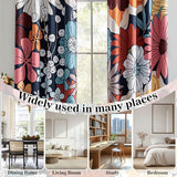MYSKY HOME Boho Floral Blackout Curtains 84 inch Long for Living Room Thermal Insulated Privacy Protect Noise Reduction Black Out Flower Pattern Grommet Drapes for Dining Room Bedroom, 2 Pcs, 52" Wide