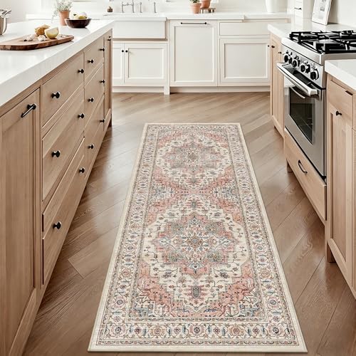 2x5 Vintage Runner Rug Low Pile Non-Slip Washable Kitchen Rug