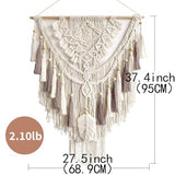 Lokeisna Macrame Wall Hanging, Woven Tapestry Beige & Dusty Rose Handmade Craft Macrame Wall Decor, Gallery & Nursery, Size 37.4” Lx27.5” W