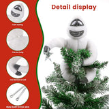 Christmas Tree Topper Abominable Snow Monster Ornament, Poseable Handmade Abominable Chimpanzees Hugger with Star, Can be Hung Snowman Tree Topper Xmas Decorations (White)
