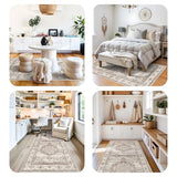 HAOYUNLAI Washable 4x10 Living Room Area Rug Beige Low‑Pile Bedroom Carpet