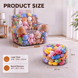 NTYNTY Stuffed Animal Storage Chair & Pouf Ottoman, Clear Plush Organizer
