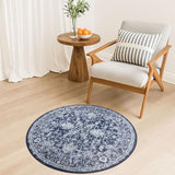 Round Rug 3ft Washable Entryway Mat Non Slip Front Door Rug, Blue
