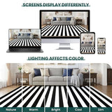 KOZYFLY Black White Striped Runner Rug 2x6 ft Woven Washable Hallway Runner Cotton Farmhouse Kitchen Rug for Entryway Porch Patio Laundry Room