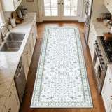 2'6 x 10' Runners Rug for Kitchen Washable (Pale Sage Misty Blue)