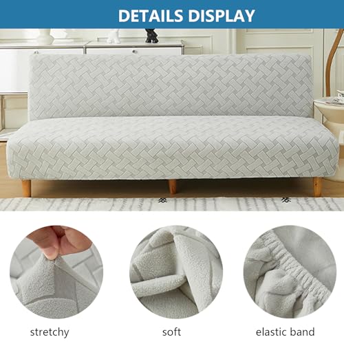 Armless Futon Cover Stretch Sofa Bed Slipcover Futon Slipcovers No Arms Futon Couch Cover with Folding Arms for Living Room Bedroom (Dark Gray,Medium)