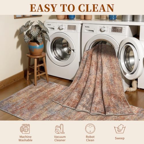 Tangsoo Abstract 2x3 Washable Rugs for Entryway, Small Area Rug Non Slip