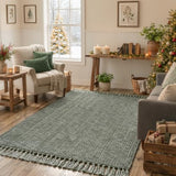 Collive Christmas Sage Green Bedroom Area Rug, Boho Rugs for Living Room