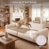 decorUhome Non-Slip Fuzzy Couch Cover for Dogs, Soft Thick Washable Pet-Friendly Protector, Sofa Slipcover for 2 Cushion Sofa/Loveseat, Khaki, 27.6" x 59"