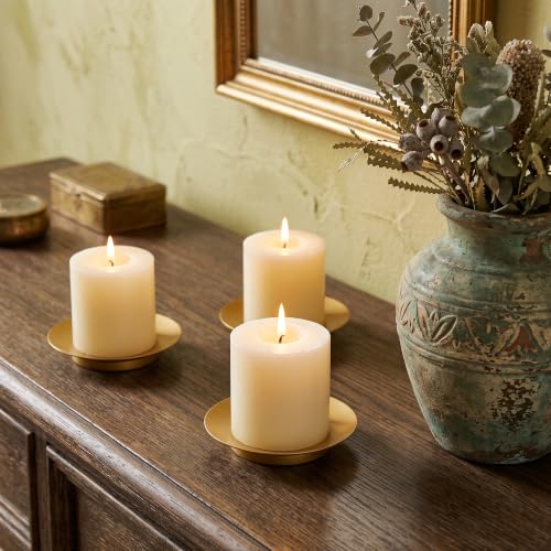 Iron Pillar Candle Holder: 4.25" Gold Candle Tray and Plate