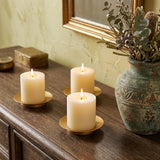 Iron Pillar Candle Holder: 4.25" Gold Candle Tray and Plate