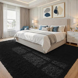 6x9 Fluffy Shag Area Rugs for Living Room Bedroom: Soft Plush Carpet Black