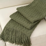 BATTILO HOME Throw Blanket for Couch, Textured Knit Throw, Olive Green Throws for Home Decor, Soft Blanket Throw for Bedroom Decor Housewarming Gifts, 50"x60"