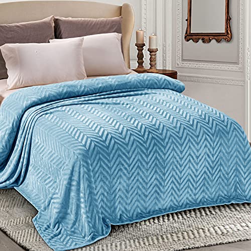 Whale Flotilla Soft Flannel Fleece Bed Blanket Twin Size, Stone Blue