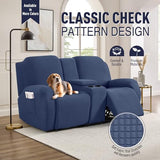 TAOCOCO Recliner Loveseat Cover with Middle Console & Recliner Sofa Covers for 3 Seat, Navy Blue