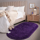 Softlife Oval Fluffy Rugs for Bedroom, 2.6 x 5.3 Feet Shag Cute Area Rug for Girls and Kids Baby Room Home Decor, Indoor Carpet for Nursery Dorm Living Room, Dark Purple