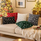 MIULEE Christmas Decorations Pillow Covers 16x16 Black Silver Snowflake