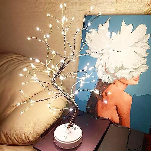 pete mici 108 LED Tabletop Bonsai Tree Light, 8 Modes 20’’ Warm White Artificial Fairy Light, Battery/USB Operated Twinkling Tree Lamp for Christmas Wedding Home Decoration