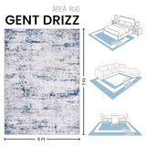 Area Rug Living Room Rugs: 5x7 Large Soft Indoor Carpet Modern Abstract Rug with Non Slip Rubber Backing for Under Dining Table Nursery Home Office Bedroom White Gray Blue