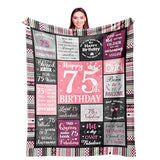 Ivivis 75th Birthday Gifts for Women Throw Blanket 60”x50”, Happy 75th Birthday Decorations for Women, 1951 Bday Gift for 75 Year Old Woman Mom Grandma Friend