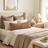 MIULEE Textured Boucle Lumbar Pillow Cover for Bed 14x36 Brown