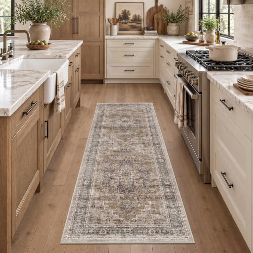 2’6″x 8’ Vintage Runner Low Pile Non-Slip Washable Hallway Rug