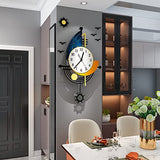 YISILE Modern Wall Clock Battery Operated 23 Inch Large Boat Design Pendulum Wall Clocks for Living Room Decor 3D Silent Clock Wall Decor Sticker Non Ticking for Bedroom Office Home Kitchen Decoration