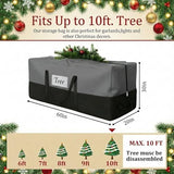 Christmas Tree Storage Bag, Fits Up to 10-12 Ft Tall Artificial Trees, Heavy Duty 600D Oxford Skeleton Storage Box with Reinforced Handles, Zipper, Transparent Pocket, Gray
